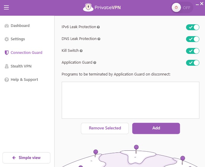 PrivateVPN kill switch settings