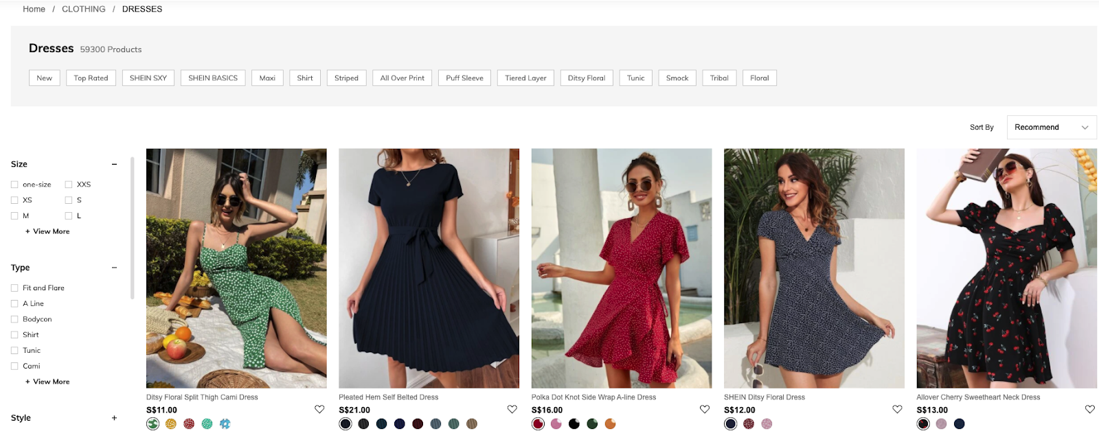 shein product page