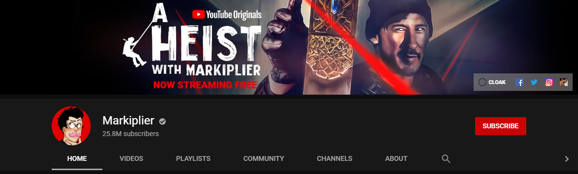 Markiplie has over 25.8 million subscribers on YouTube.