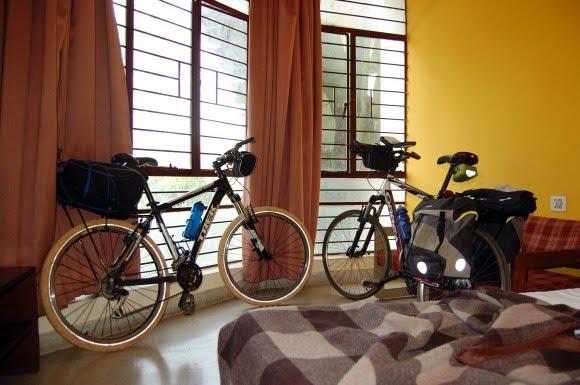 Ready to leave Bikes at our room in Chikmagalur