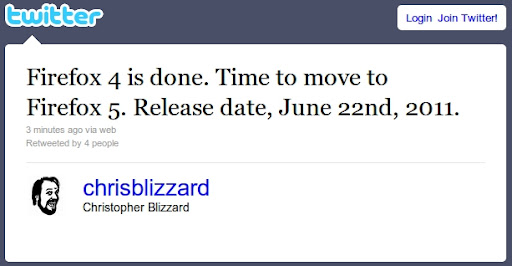 Anúncio da data de lançamento do Firefox 5 firefox5 release Firefox 5 já tem data de lançamento!