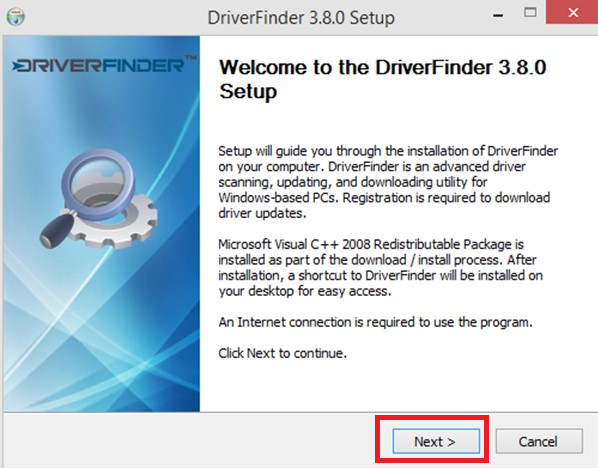 complete the installation of driverfinder