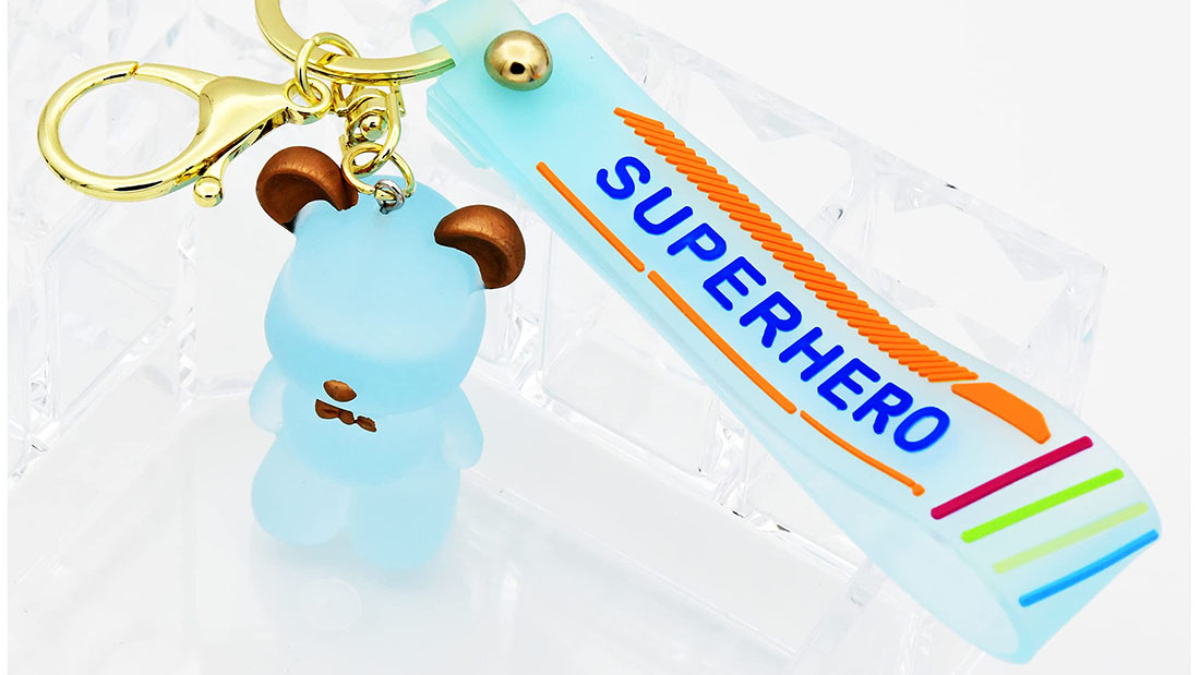 Trendy Accessory blue bears silicone rubber keyrings free promotional gifts