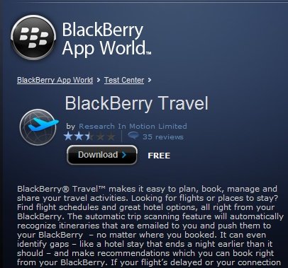 Blackberry Travel App