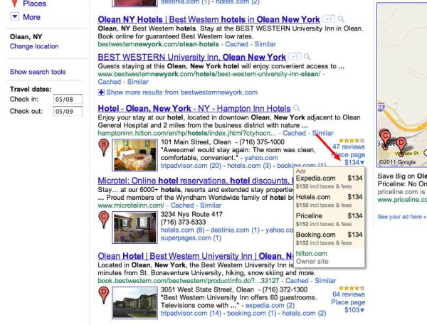 Google y los precios de los hoteles