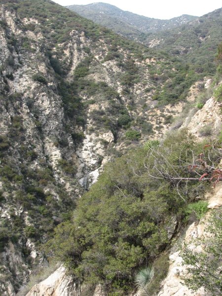 Waterfall in the canyon, almost visible.