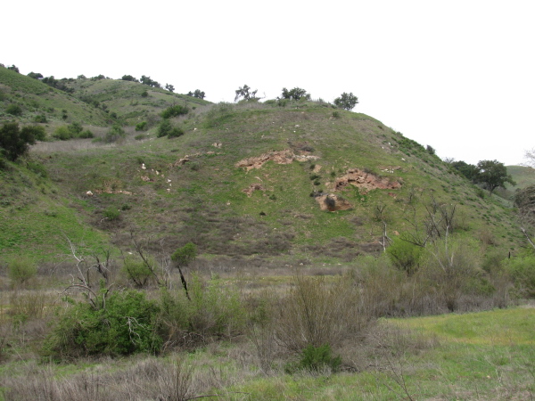 small caves forming in th hillside