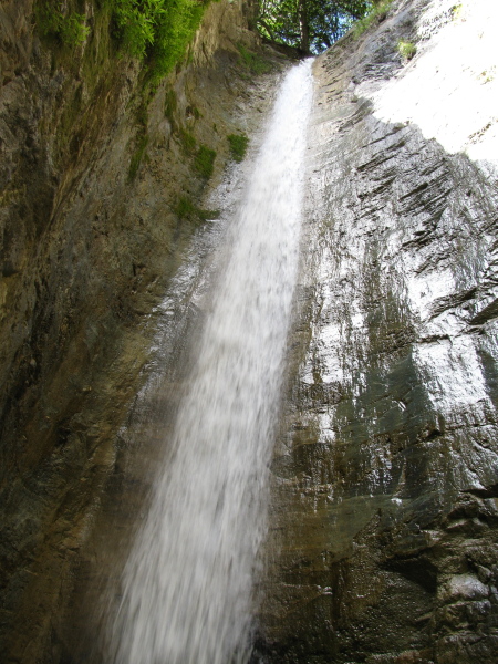the smoothly carved top of the falls