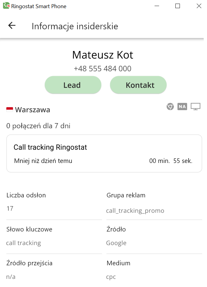 call center, sprzedaż i obsługa, Ringostat Smart Phone