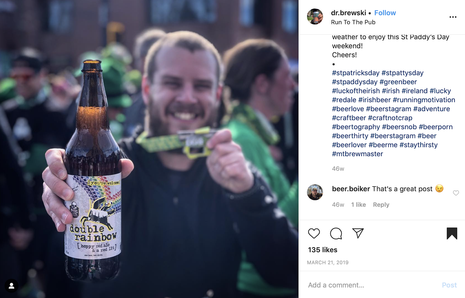 St. Patrick's Day influencer marketing ideas: the obvious product placement that looks cool anyway