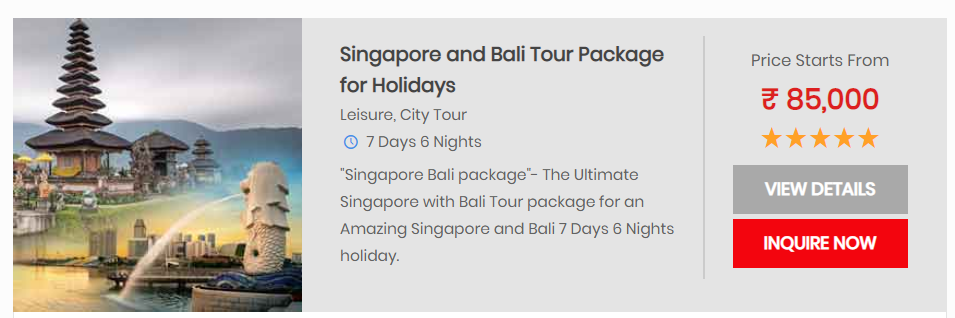 singapore bali tour package from india