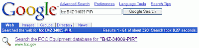 Screen shot of link to FCC information