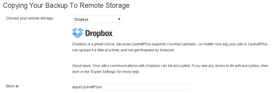 UpdraftPlus Add-On 1 Subpastas Dropbox