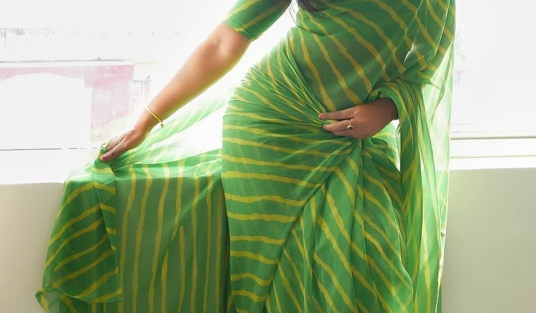 Instagram Model Shanaya Shannu Latest Green Saree Stills South Indian