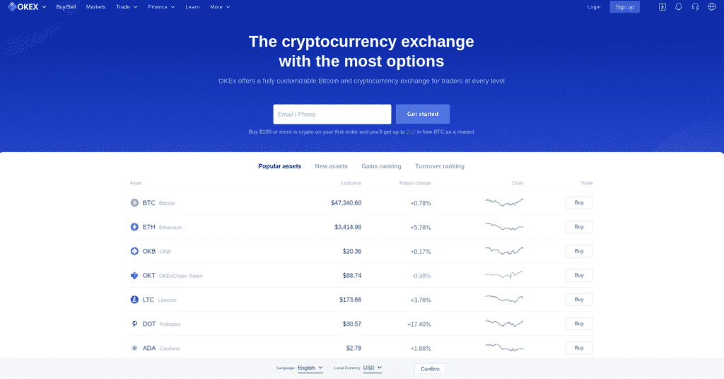 OK Exchange website