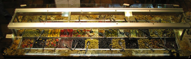 olive bar at Whole Foods, seen from above