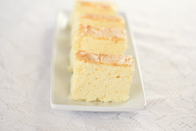 photo of slices of Japanese cheesecake on a palte