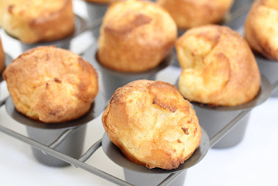 close-up photo of the popovers in a pan