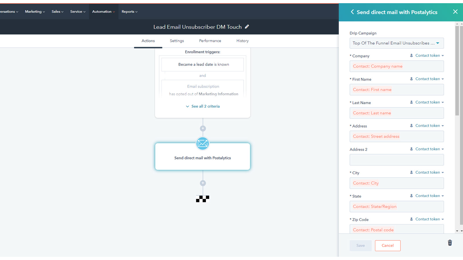 Triggered direct mail with detailed marketing analytics