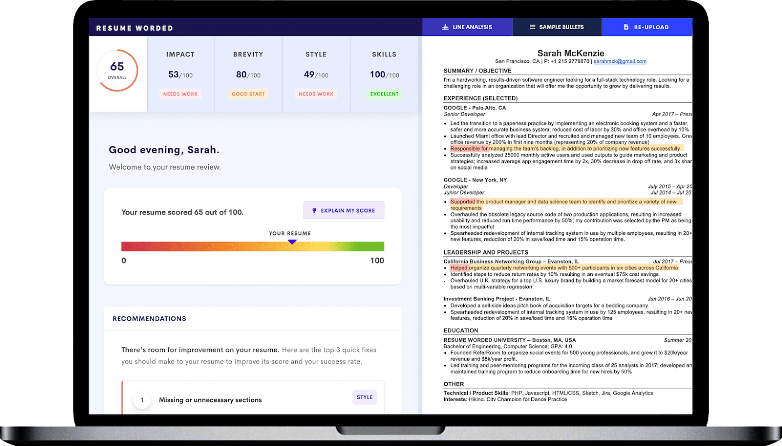 If you want a higher salary with your new job, it’s extremely important to make your resume as good as it can get. Resume Worded’s Score My Resume and Targeted Resume can help you stand out.