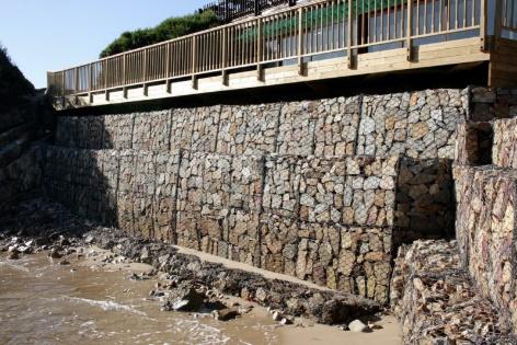 Gabions being used at a coastline