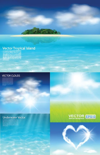 Beautiful.Seaside.Scenery.Vector aiovector.com Beautiful Seaside Scenery Vector