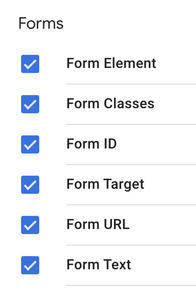 Form options.