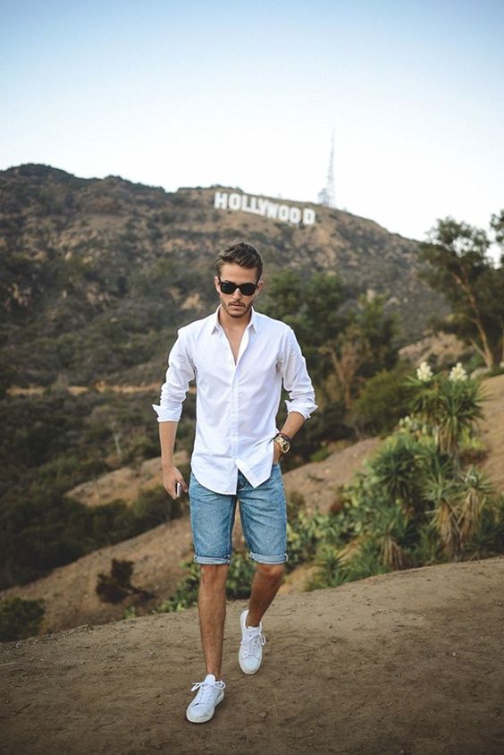 phối đồ với quần short jean nam