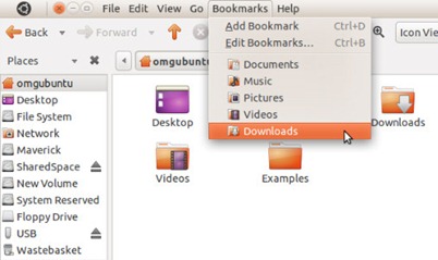 Tampilan File explorer di Ubuntu dengan global menu