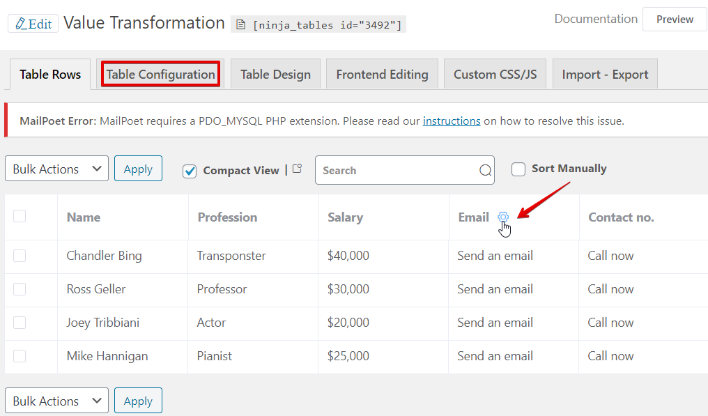 use value transformation to convert texts into hyperlinks