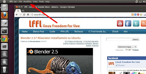 Chrome aggiunge il supporto per il Global Menu di Ubuntu 11.04