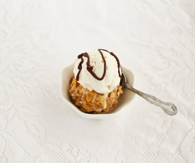 overhead photo of a bowl of Mexican fried ice cream