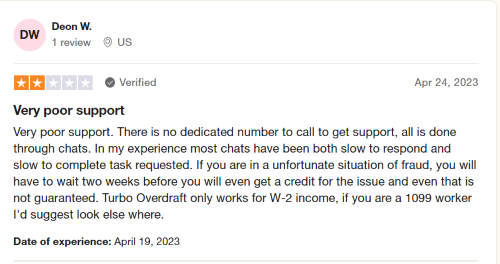 A negative Current Bank review from a user who had issues with customer service.