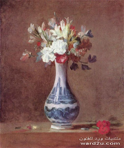 الاعمال الكاملة\الفنان الفرنسى\ جان باتيست سيميون شاردان 13-Blumen-in-einer-Vase-by-Jean-Baptiste-Simeon-Chardin