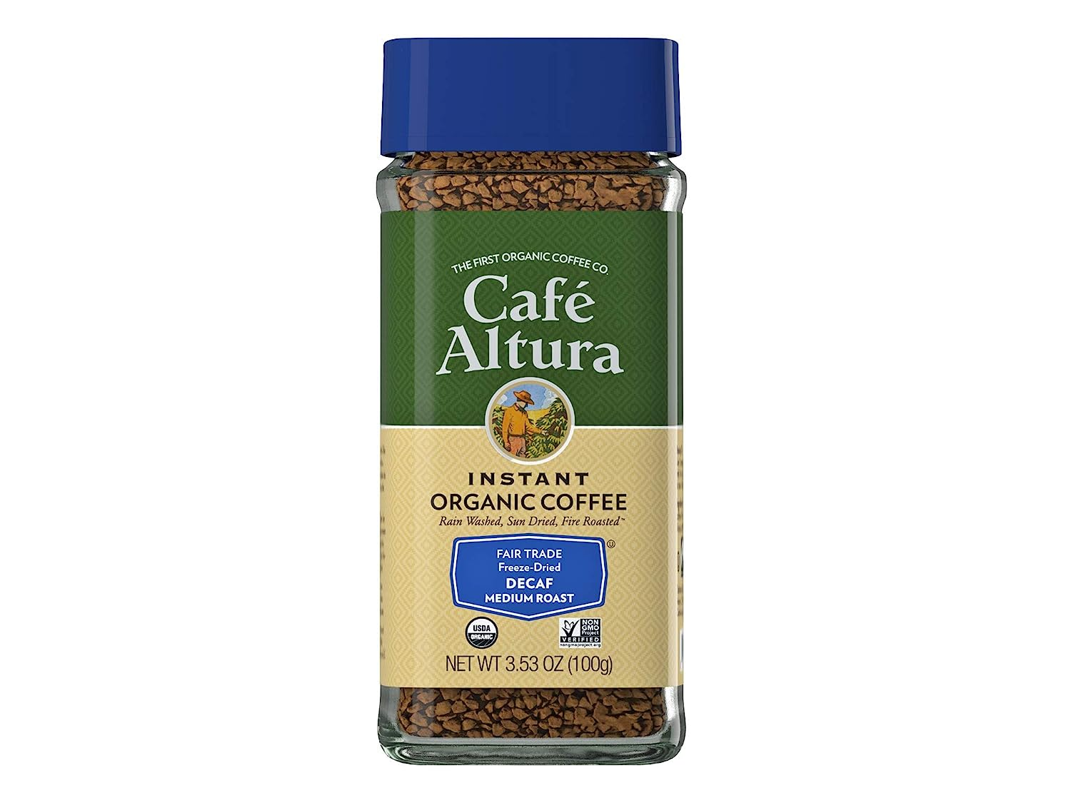 Cafe Altura Organic Fair Trade Decaf Instant Coffee 3.53 Oz Bottle