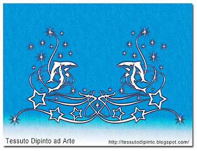 Soggetto decorativo con delfini stelle e scintille