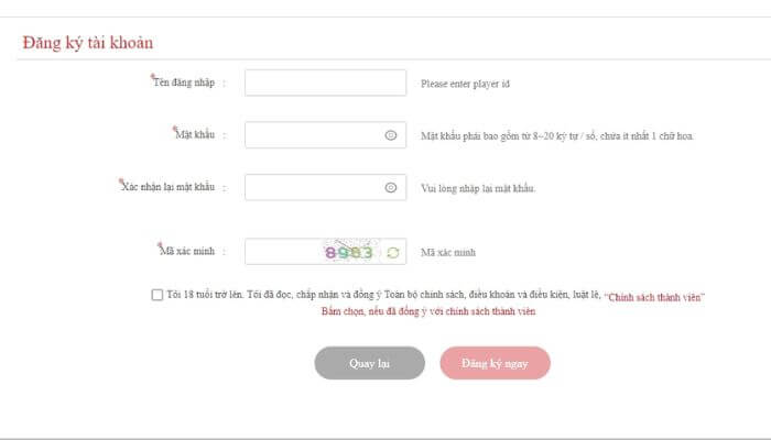 Bạn điền đầy đủ thông tin vào biểu mẫu để đăng ký tài khoản i9bet.