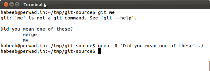 "Do you mean" in git