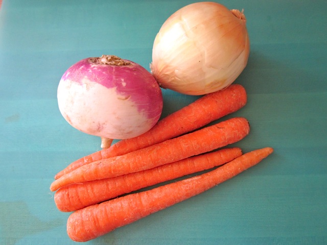 carrots, turnip and onion 