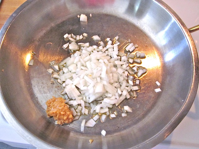 chopped onions and minced garlic