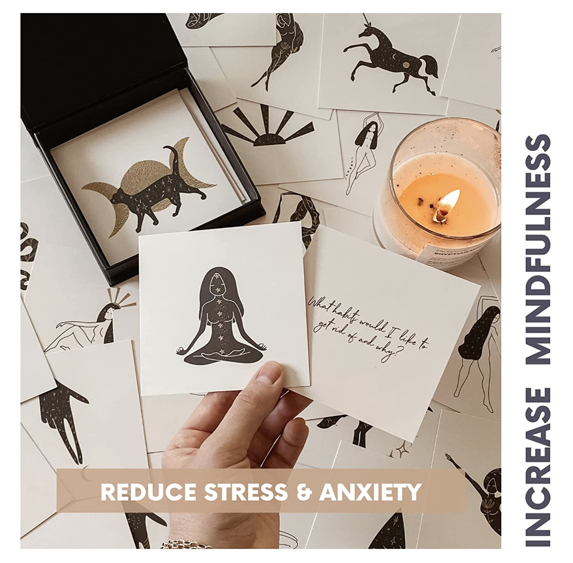 Meditation and Mindfulness Cards I Self Reflection, Anxiety and Stress Relief Questions Kit & Accessories