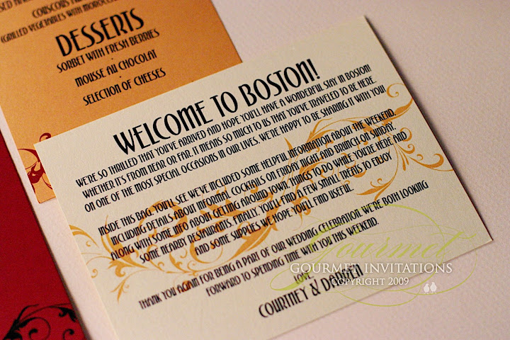 out of town basket card, destination wedding information card