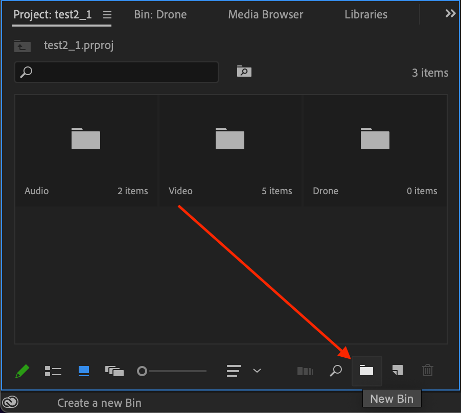 how to create a bin in adobe premiere pro