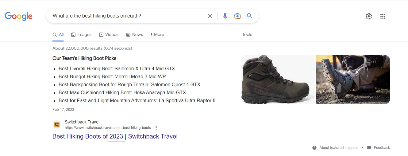example of a high-ranking content on google that has a date in the title