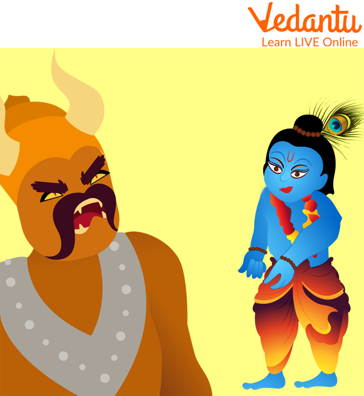 Vyomasura Exposes his True Self to Krishna