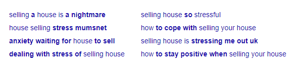 Google Search Suggestion for Selling House