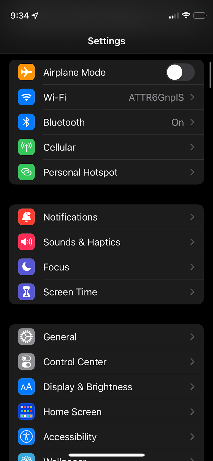 resetting iPhone network settings