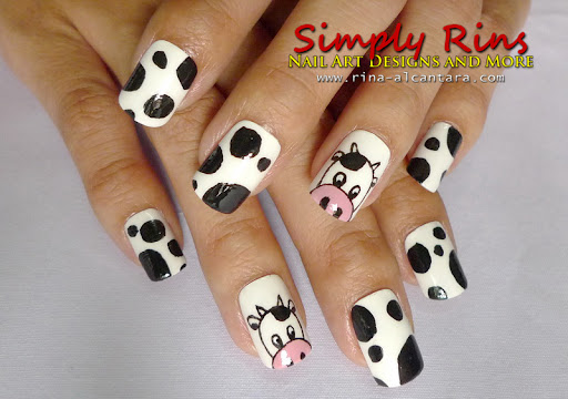 Easy Nail Art Designs For Toes. Cow nail art design