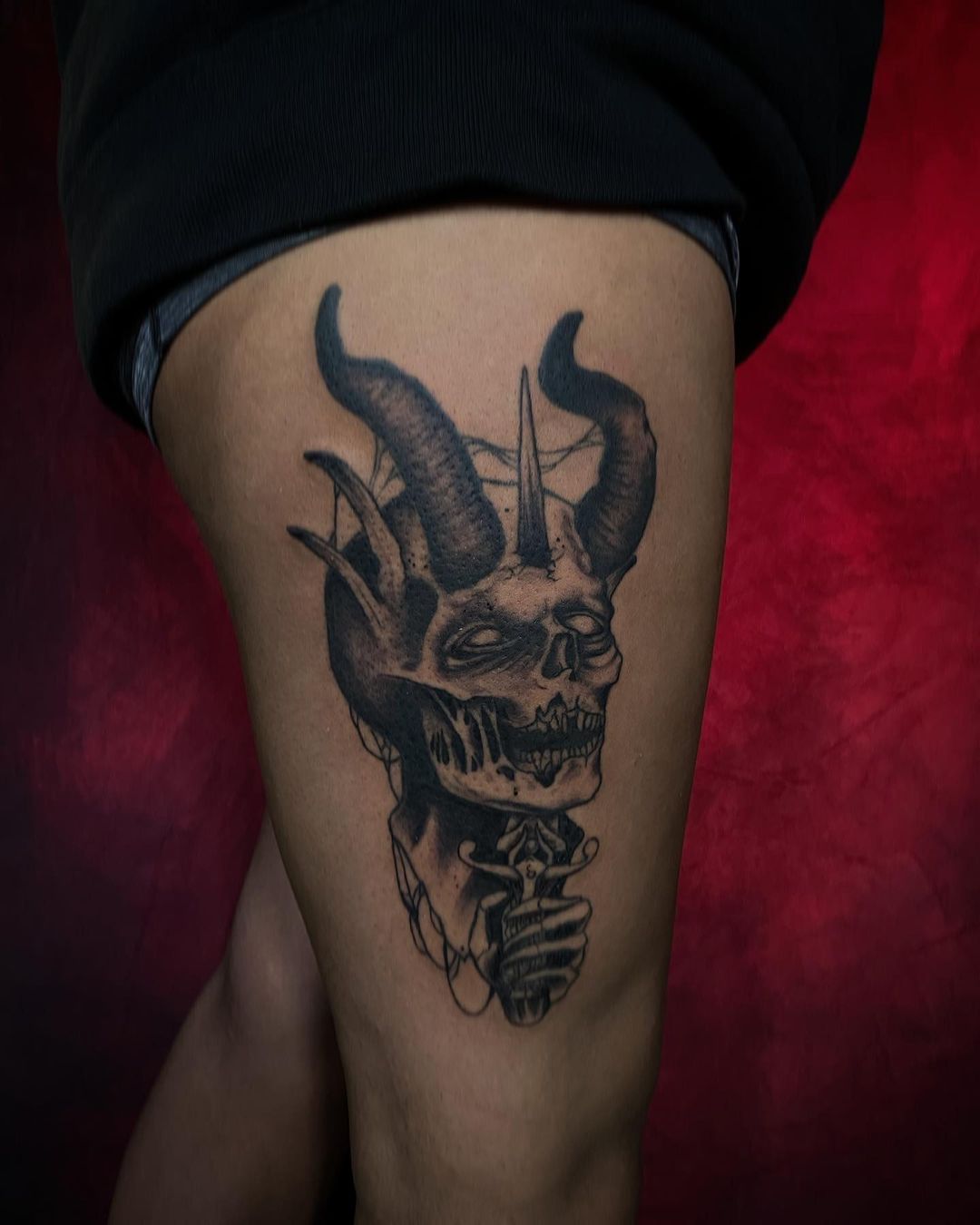 Zombie Skull Pierced With Sword Tattoo