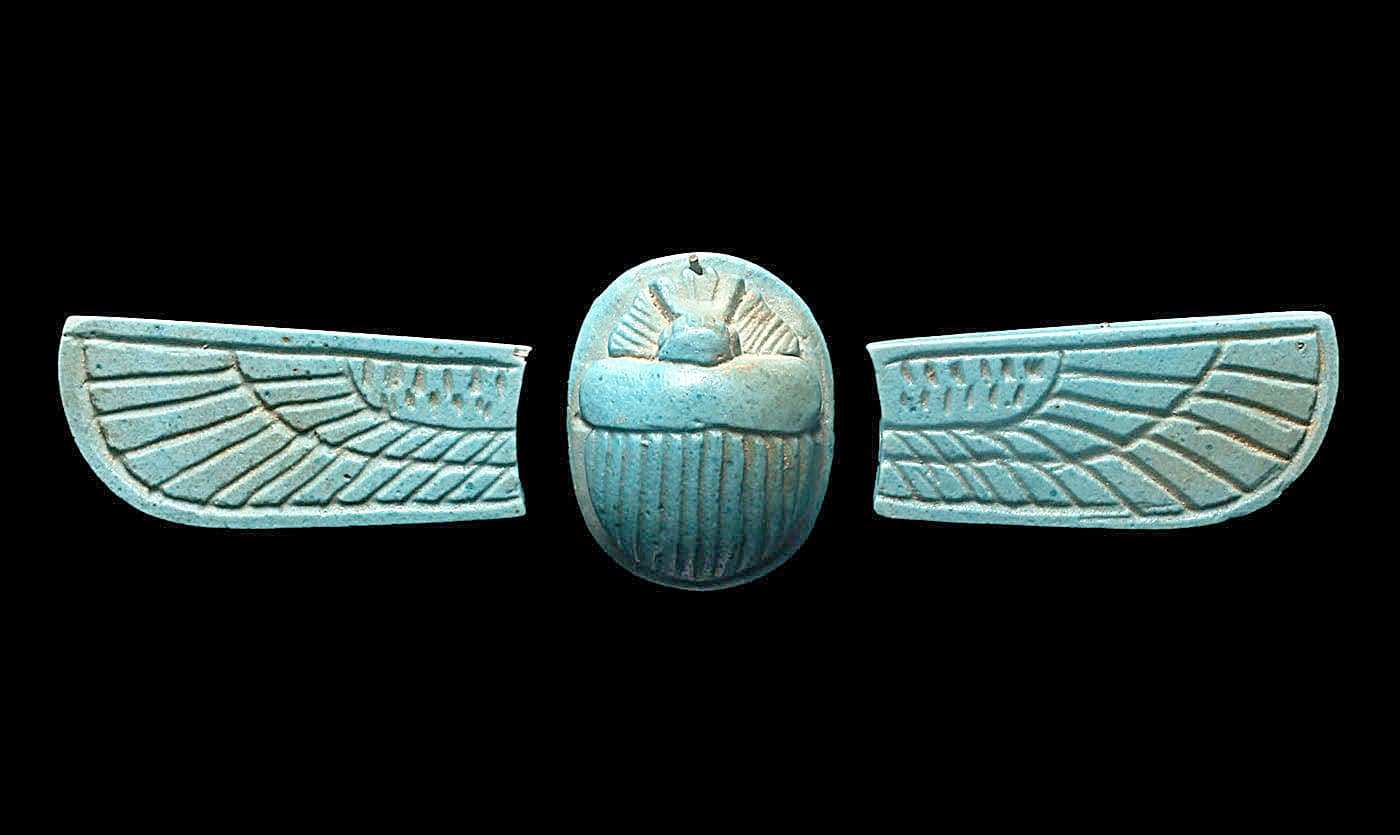 egyptian faience winged scarab